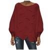 Women's Solid Color Casual Hollow Chain Link Loose Knitted  Sweater Sweater