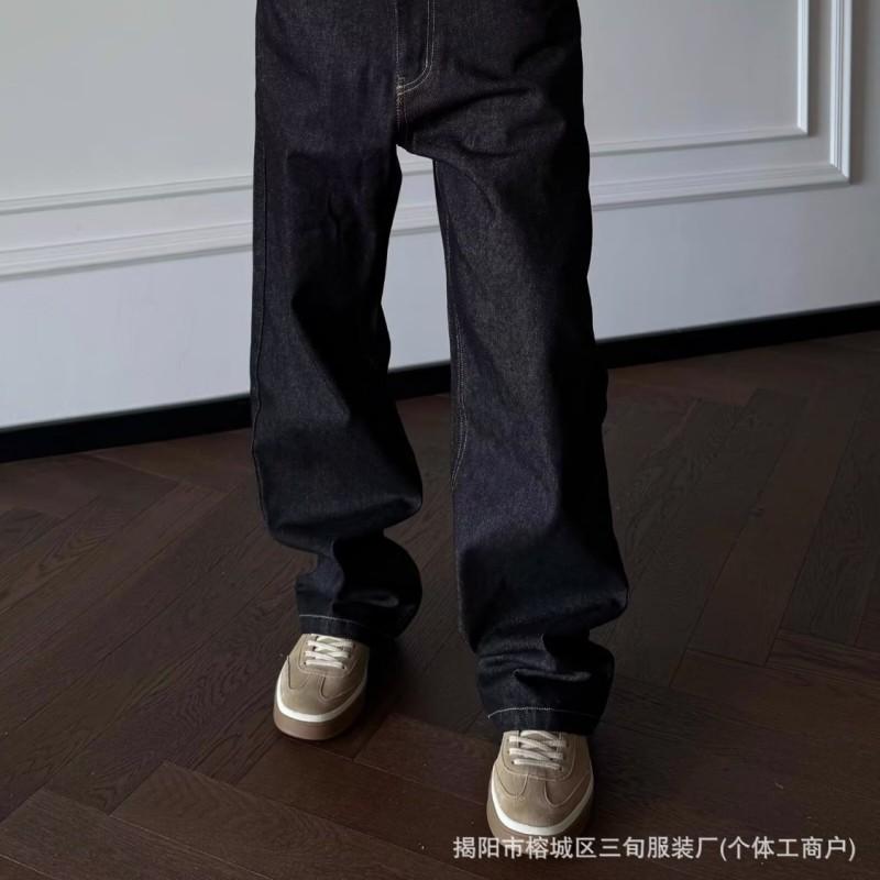 Mens Relaxed Straight Fit Washed Denim Jeans Slim Casual Trousers Fall 2025