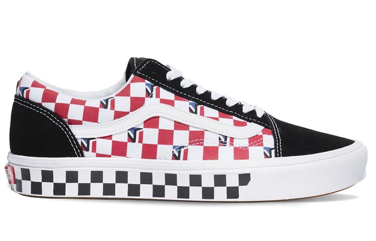 Men's Sneakers Vans Comfycush Old Skool Dimension In Checkerboard 'Black Red Blue'
