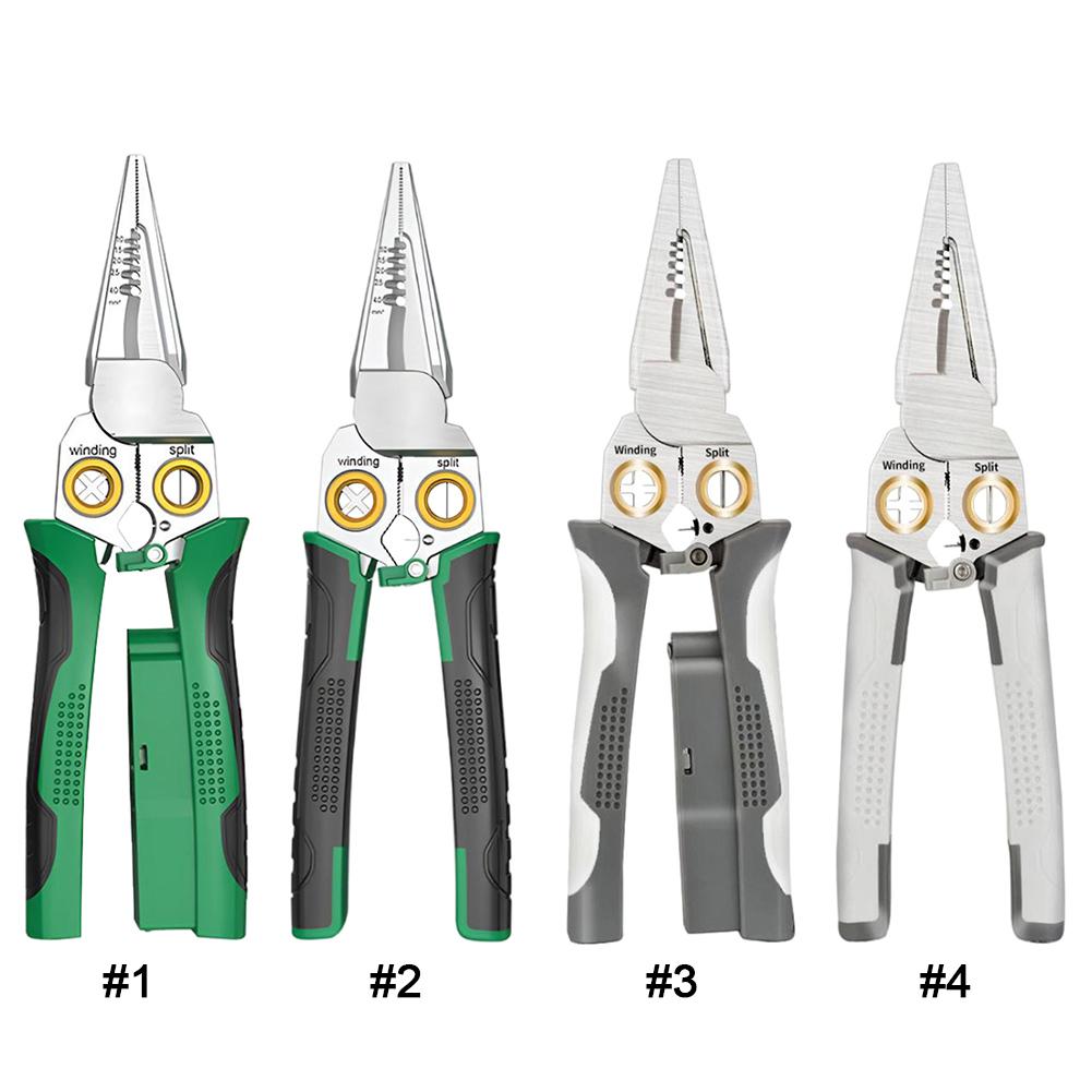 8-In-1/7-In-1 Wire Stripping Pliers Multifunctional Needle-nose Pliers Crimper Cable Stripper Cutter with Electrical Measurement