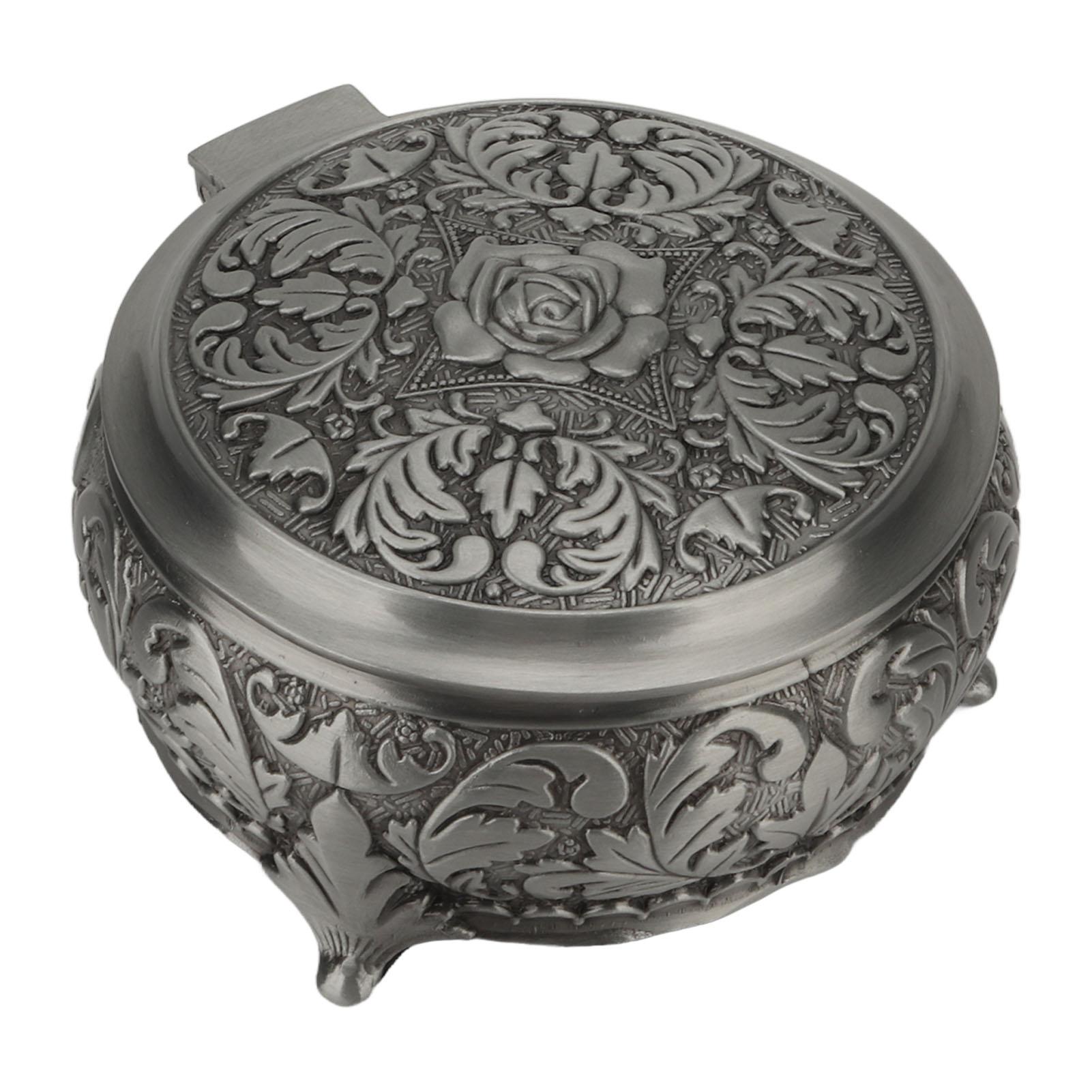 

Винтажная шкатулка для украшений Сплав цинка Бархатная подкладка Прочная Не ржавеющая Тиснение розами Шкатулка для сокровищ для