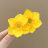 Sweet Yellow Double Flowers Hair Clips Side Clip Barrette For Women Girl Beach Wedding Flower Hawaii Hairclip Hairpin Accessory