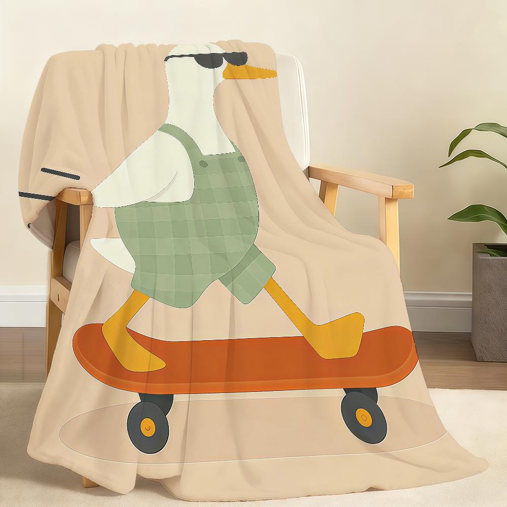 Funny Animals Duck Goose Skateboard Blanket For Soft Throw Blanket for Picnic Bed Sofa Home Bedroom Cozy Warm Comfortable