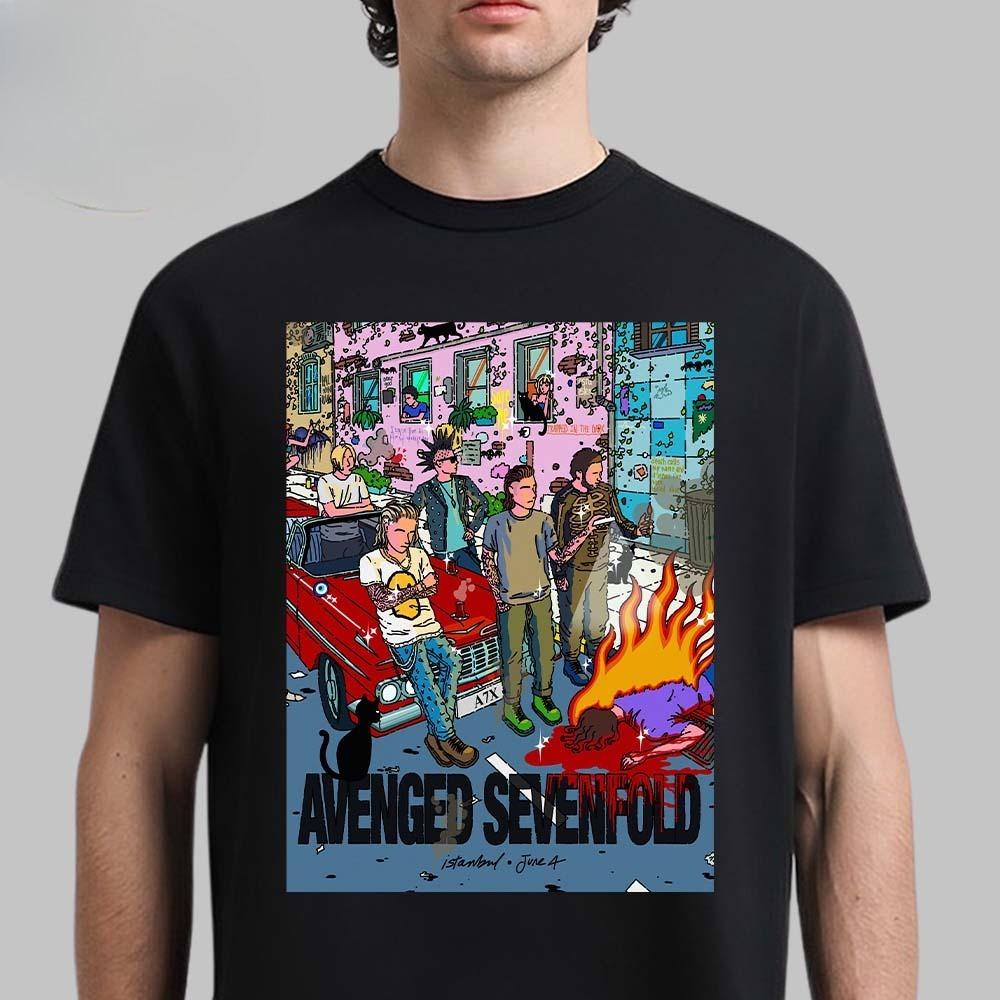 Hot Avenged Sevenfold Chicago 2025 Pop Up Venue Tee At Soldier Field On August 31 2025 The Reaper Two Sided T-Shirt