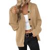 Women's New Autumn-Winter V-Neck Solid-Color Single- Knit Sweater Hooded Cardigan