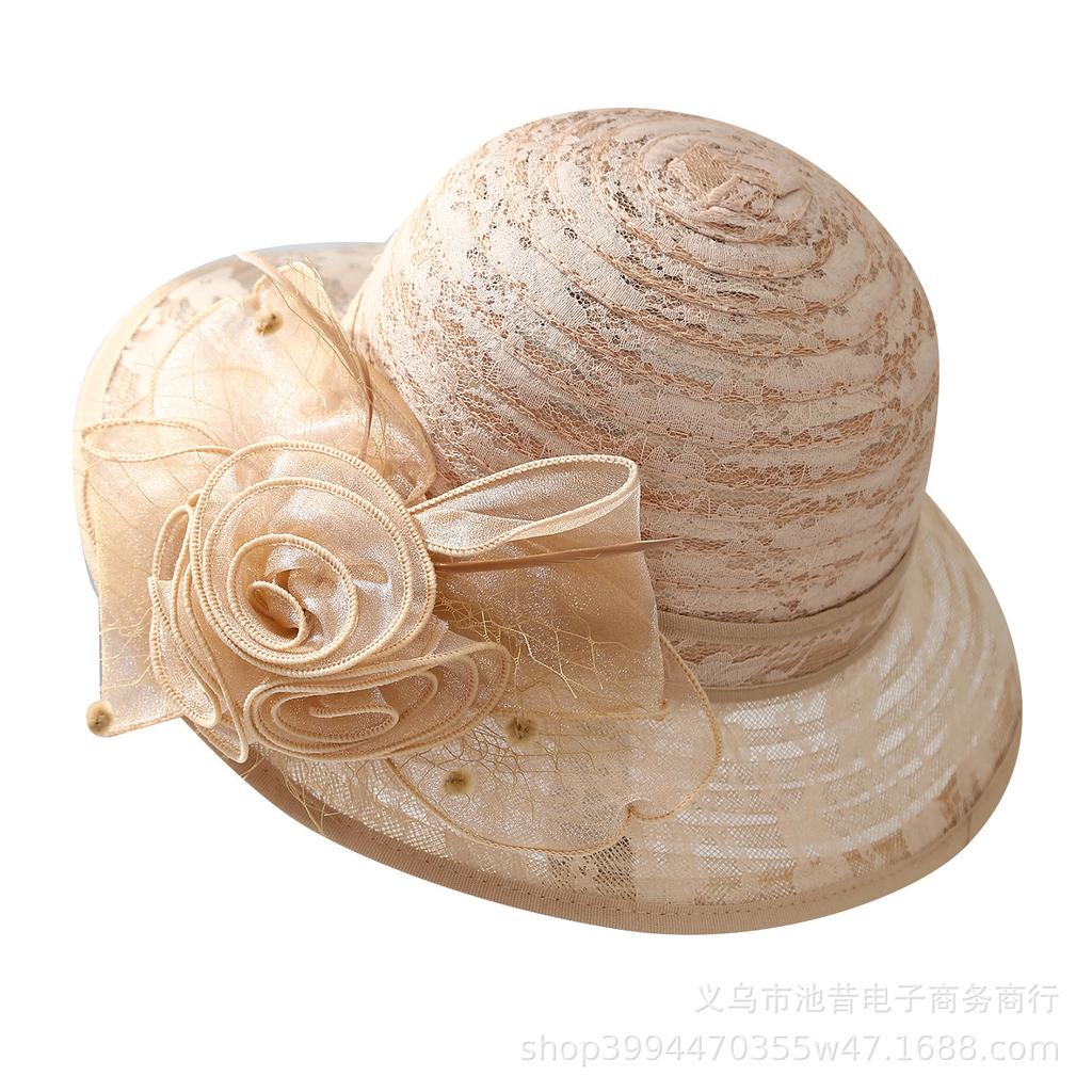 French retro lace flower bucket hat ladies summer outing versatile sunshade sunscreen socialite lady hat