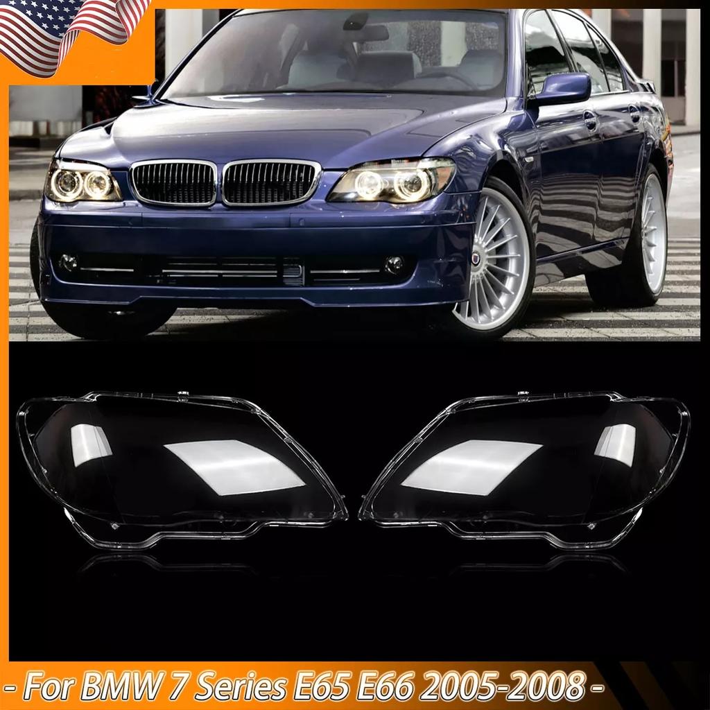 1Pair Front Headlight Lens Cover For BMW 7 Series E65 E66 2005 2006 2007 2008 Clear Headlamp Shell Transparnet Lampshade