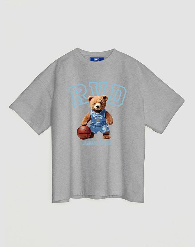 Rvd Teddy Bear Basketball Oversized Short Sleeve T-Shirt (Melange Grey) Melange Grey/L