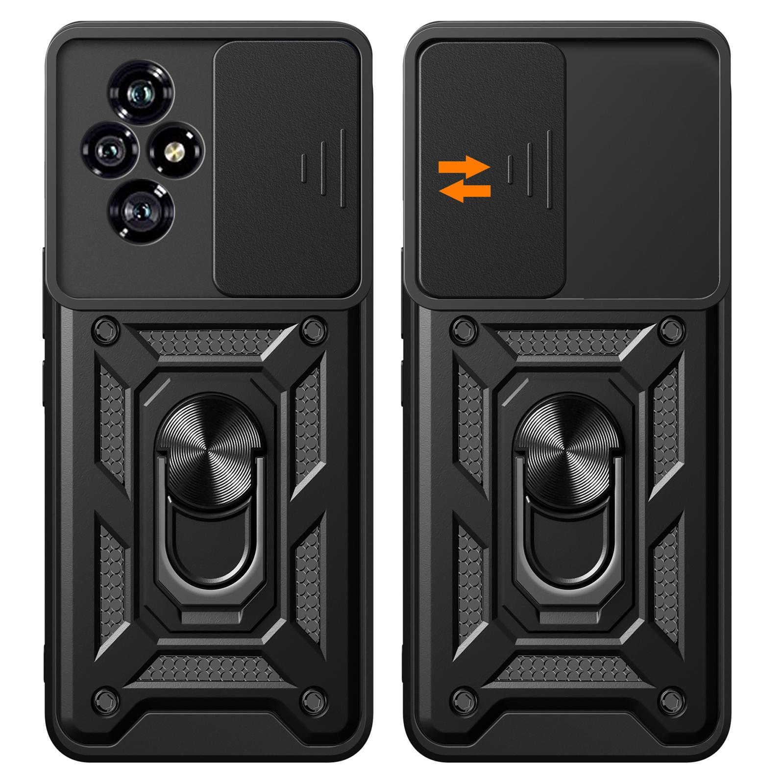 

For Honor 200 5G Case Kickstand PC+TPU Phone Cover with Slide Camera Lid Black