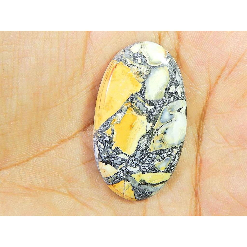 44Cts. Natural Maligano Jasper Oval cabochon Palm Crytsal Gemstone 22X37MM SK-2663