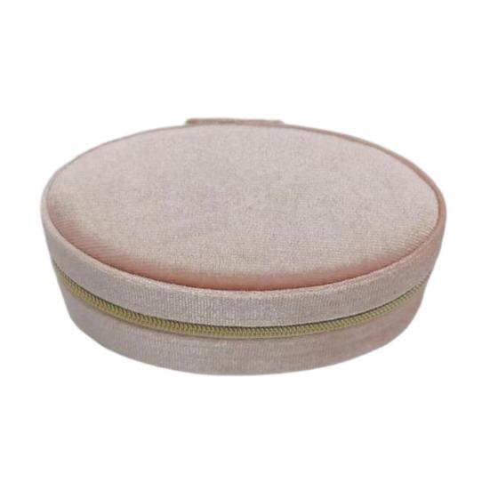 Mini Jewelry Box, Portable Velvet Zipper Jewelry Box, Compact Jewelry Storage Case for Travel, Engagement, Wedding