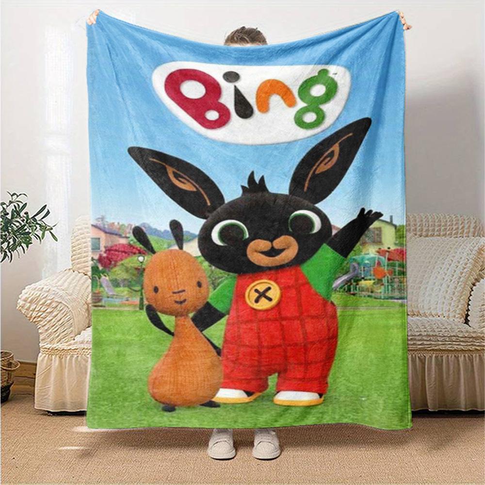 Bing Cartoon Print Flannel Blanket High Quality Warm Comfortable Cover for All Seasons Perfect for Gifts Home Decor