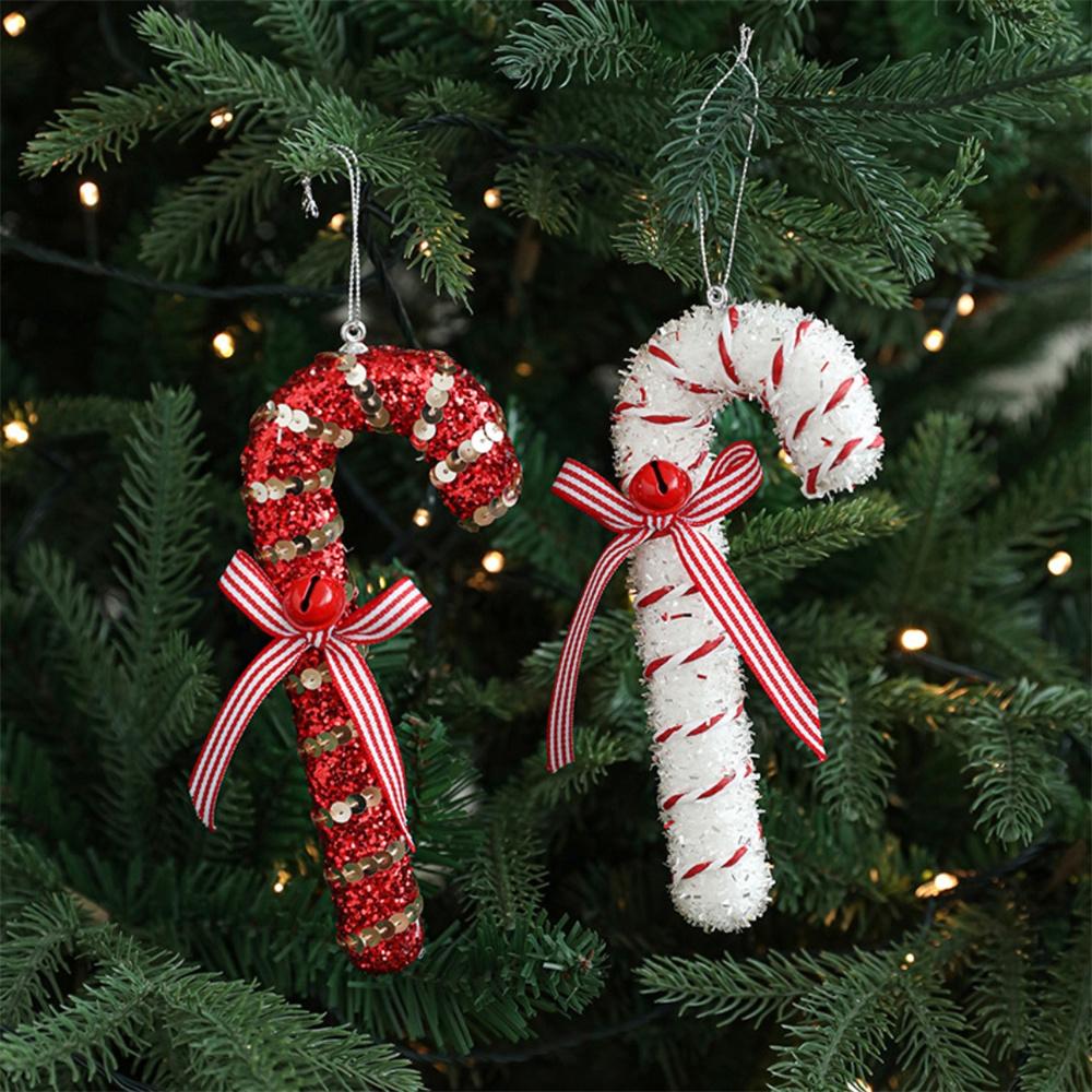 1/6Pcs Christmas Lollipop Candy Cane Pendant Xmas Tree Hanging Ball Ornaments Christmas Decorations for Home 2024 New Year Gift