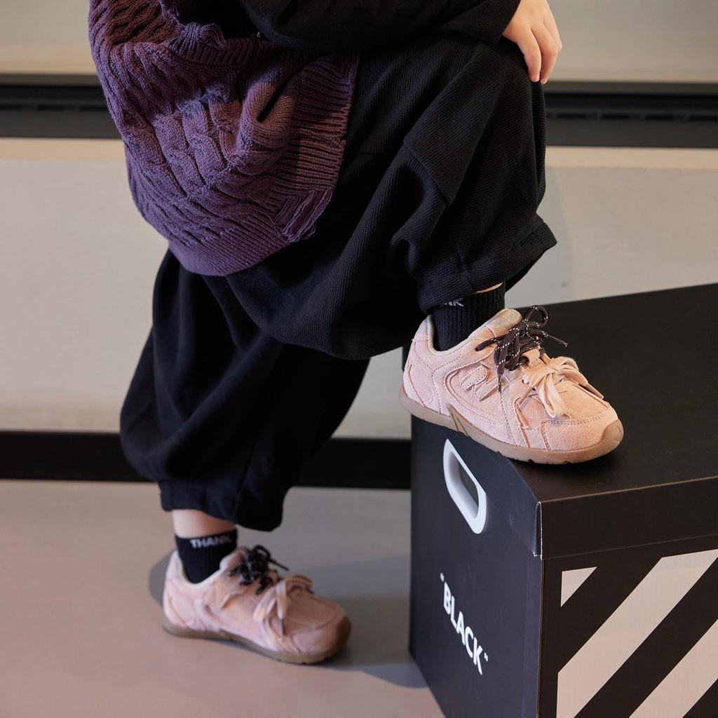 Children's 2025 Autumn/Winter Genuine Leather Leopard Print German Training Shoes: Boys' Versatile Style, Girls' Retro Student Sports Sneakers.