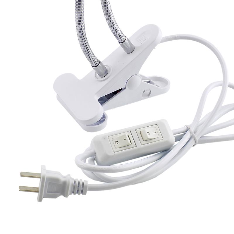 360 Degrees Flexible Light Holder Double Heads Clip With Daul Switch Extension Bulb Lamp E27 Socket for LED Grow Light