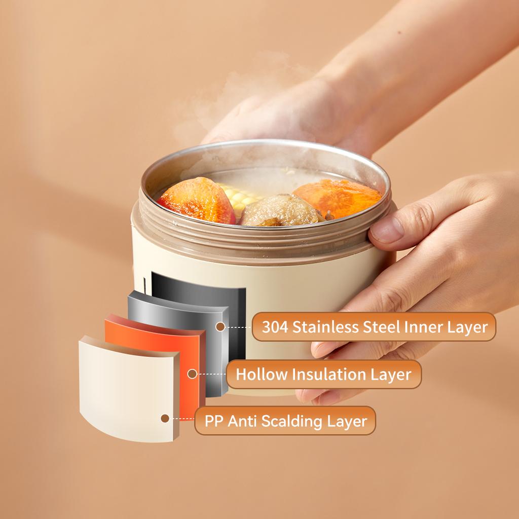 304 Stainless Steel Insulated Lunch Box With Handle Microwave Heatable Fruit Salad Food Container Bento Box Leak-proof