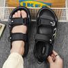 Sandali da Spiaggia da Esterno da Uomo alla Moda con Suola Morbida Sandali Estivi di Alta Qualità Scarpe da Spiaggia Maschili a Doppio Uso Sandali Beige Antiscivolo a Punta Aperta