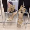 2024 Summer New Water Diamond Slim Heels Women's Shoes Wrapped Around the Feet Roman Style High Heel Sandals Large 42