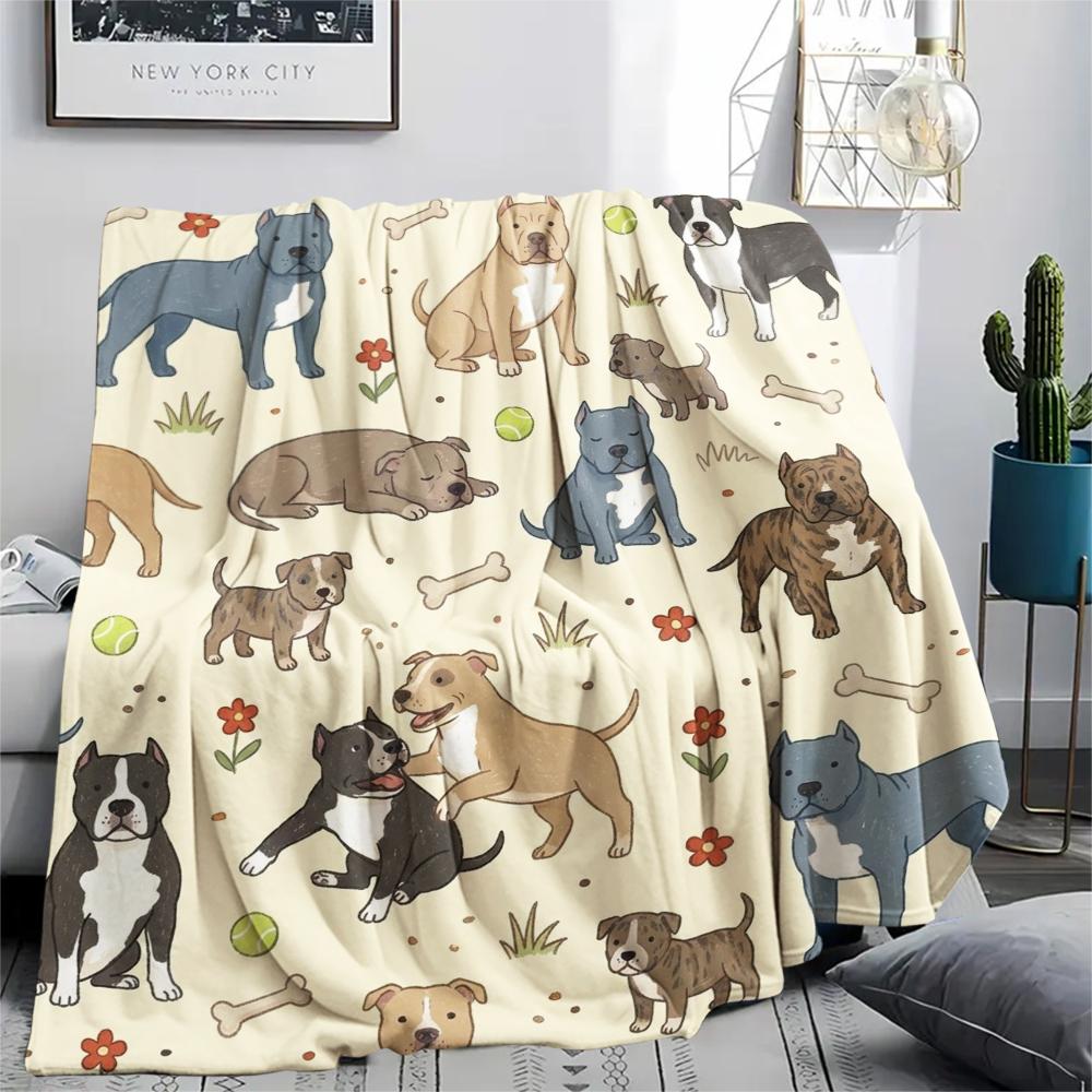 1PC Cute Dog Print Flannel Blanket, High Quality All Seasons, Home Decor, Warmth and Comfort, Perfect for Christmas Gifts