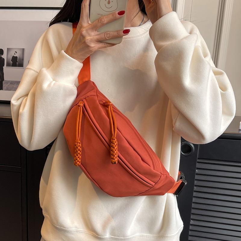 Canvas Casual Small Bag Women's New Trendy Messenger Bag Sports Breast Bag Versatile Cloth Bag Women's Fanny Pack Women's