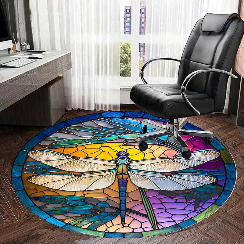 1pc Office Carpet Chair Mats Stained Glass Dragonfly Artwork Perfect for Decorating Office Chairs, Living Rooms, Or Bedrooms
