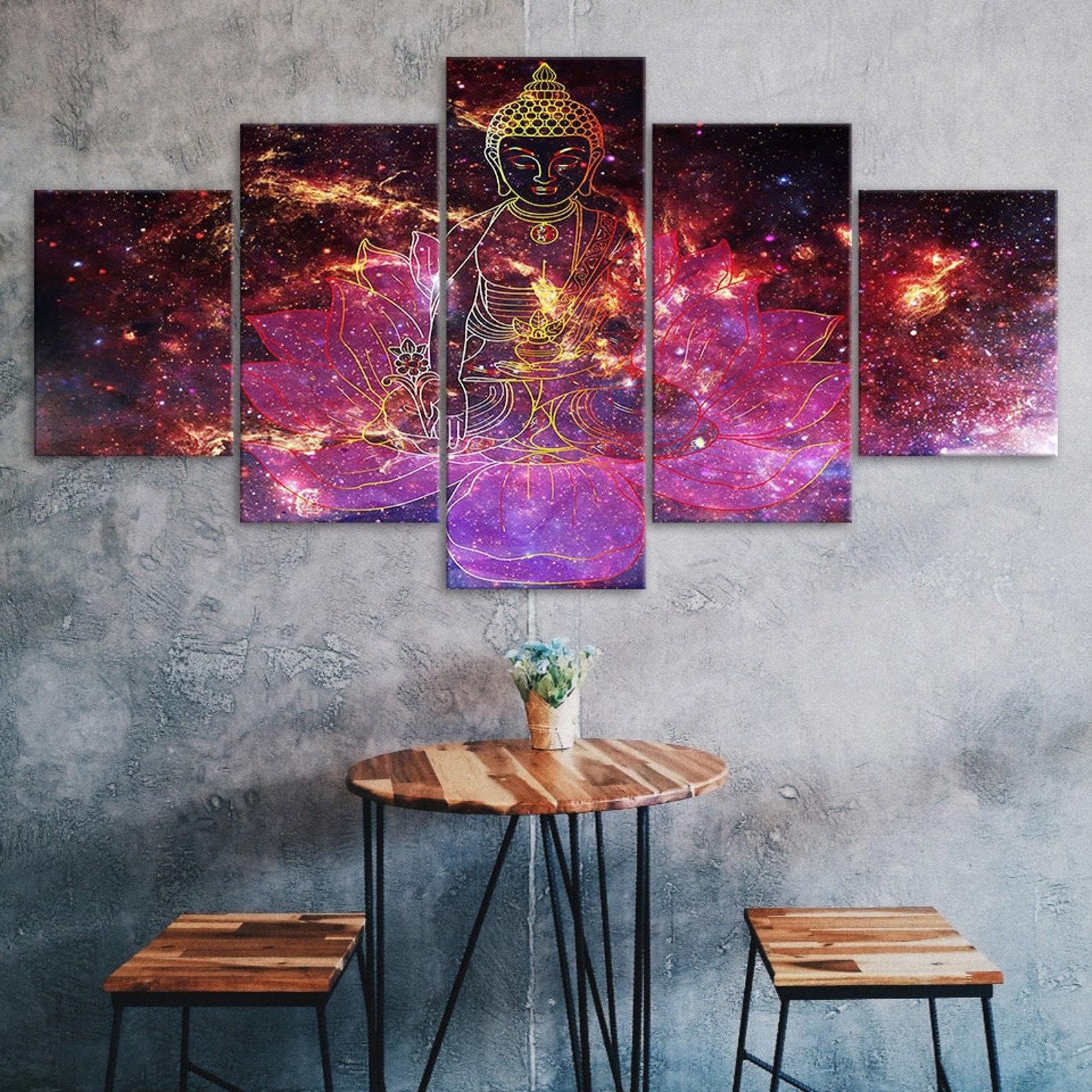 

Buddha Universe Cosmos Abstract Scenery 5 Piece Five Panel Wall Canvas Print Modern Art Poster Picture Home Decor Gift For Him For Her 20X35 20X45 20X55CM