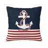Navy Blue Stripes Nautical Anchor Boat Pillow Case 40x40cm Home Decor Cute Outdoor Cushions Square Pillowcase
