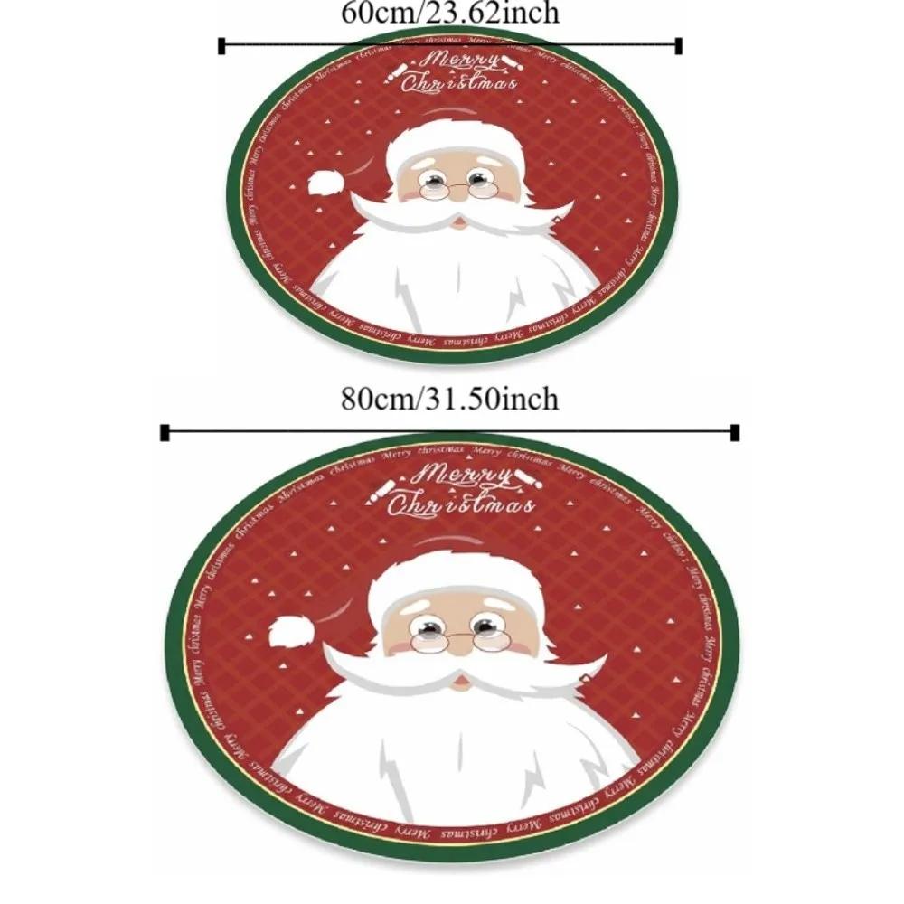 60/80CM Santa Claus Round Christmas Rug Anti-Slip Water-Absorbent Christmas Tree Circular Carpet Washable Thick