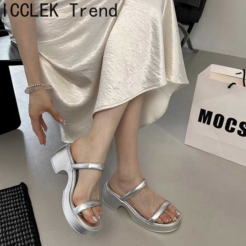 New Summer Open Toe Women's Slippers Fashion Ladies Outdoor Thick Bottom Dress Slide Sandals