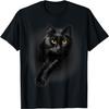 Schwarze Katze Gelbe Augen T-Shirt Katzen T-Shirt Geschenke T-Shirt