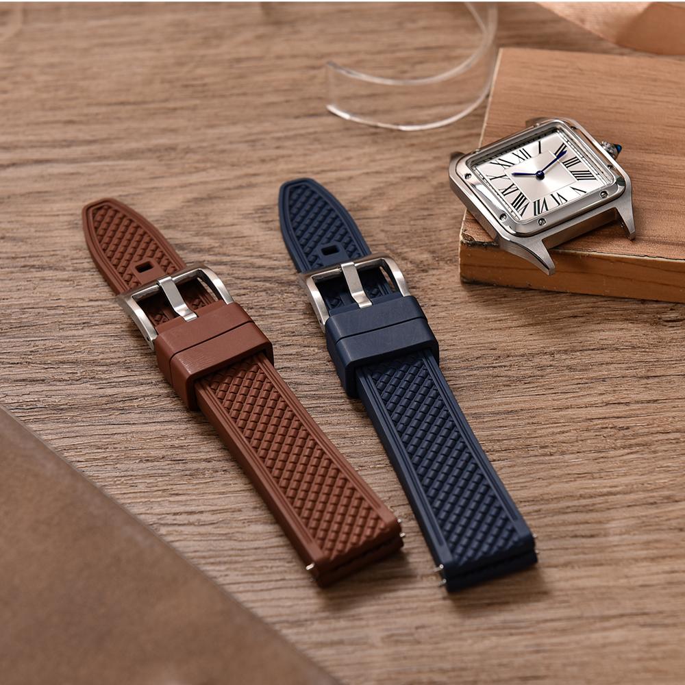 Professional Diving Watch Band FKM Rubber Strap 18mm 20mm 22mm 24mm Quick Release Bullet Shape for Dive Watch Waterproof Durabl