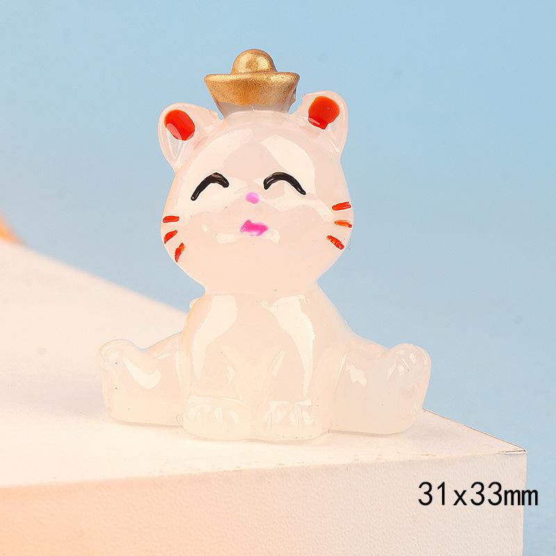 Mini svítící ozdoba Lucky Cat Cartoon Fortune Kitty Mikrokrajinná dekorace Miniaturní hračka domeček pro panenky