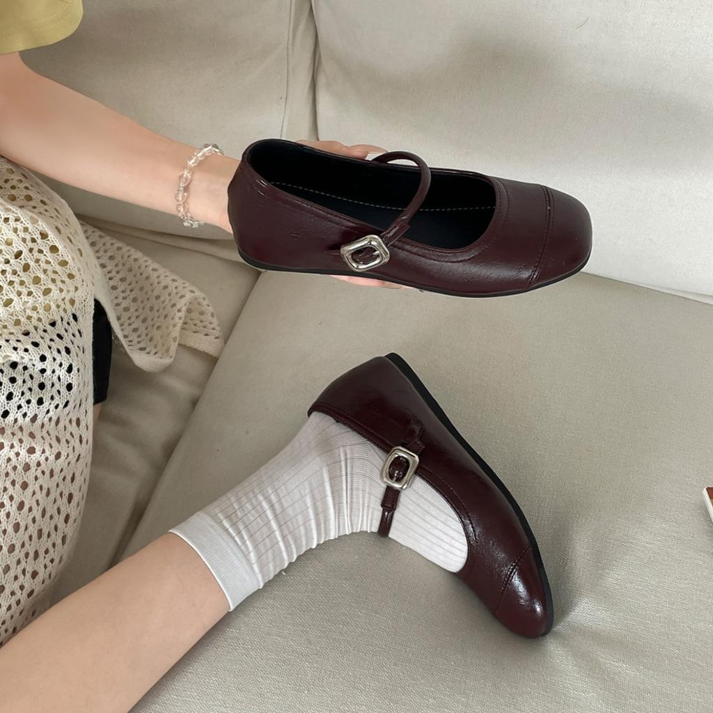 Silver retro square head inner height increase light mouth flat sole single shoes women's summer 2025 new versatile French Mary Jane shoes