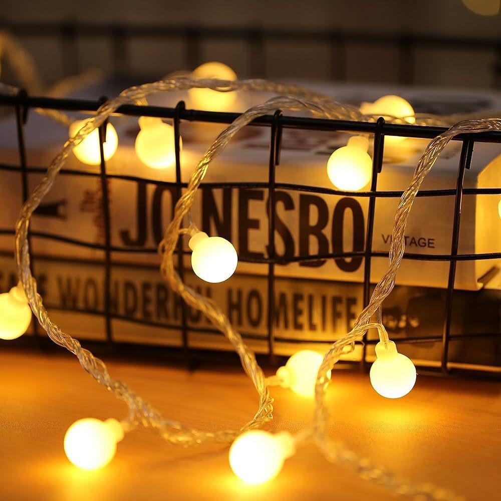 Round LED String Lights: White & Colored Bulbs for Christmas, Holidays, Camping, and More