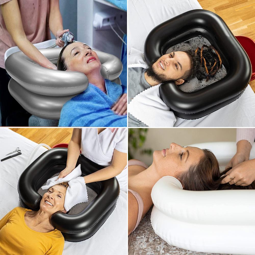 1pc Portable Shampoo Bowl, Inflatable Hair Washing Tray For Washing Hair Sitting Or Lying In Bedside, Lightweight Rinse Hair Bas