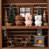 Wooden Bear Figurine Cute Decorative Accent Piece For Shelves Desks Bookshelves Basswood Design