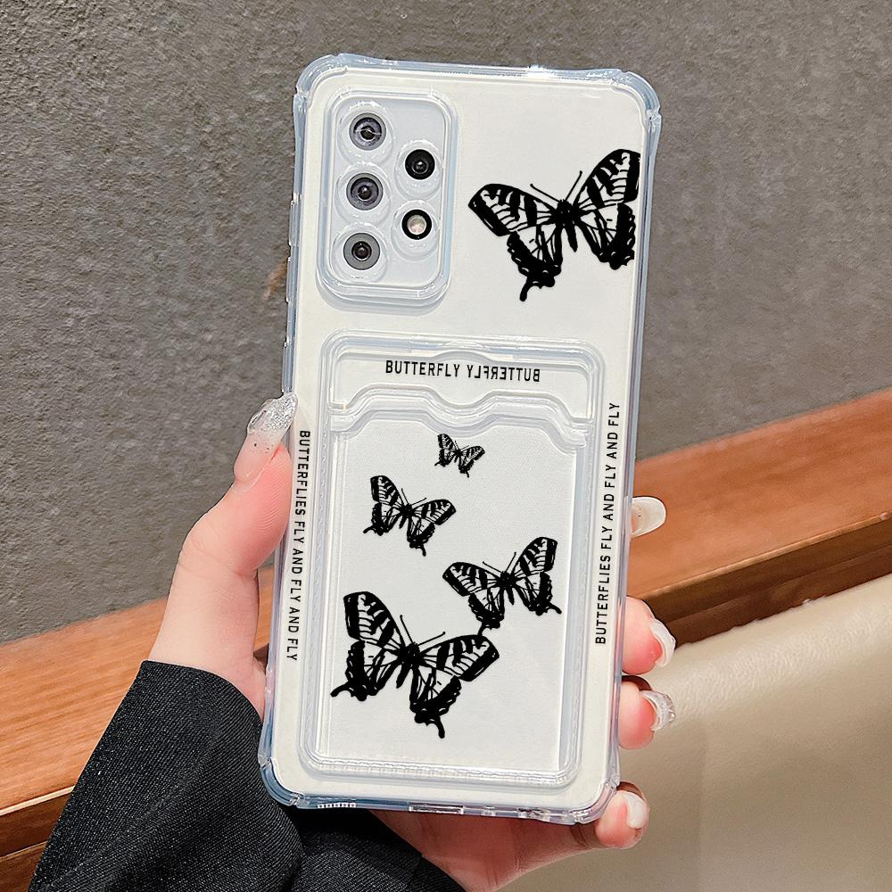 Card Holder Case For Samsung S24 Ultra A06 A05s A05 S23 Plus S22 S21 S20 FE A10s A10 A04 A03s A03 Love Heart Soft Silicone Cover