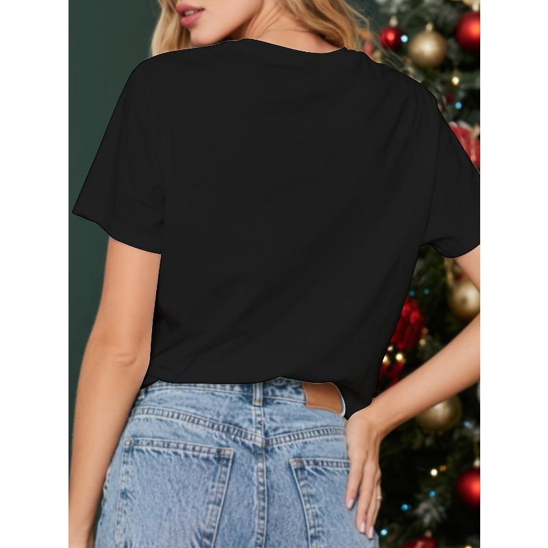 European Size Women's Rhinestone Bow & Leopard Print Short-Sleeve T-Shirt - Sparkling Top with Round Neck, Soft Blouse for Spring Summer Fall Parties