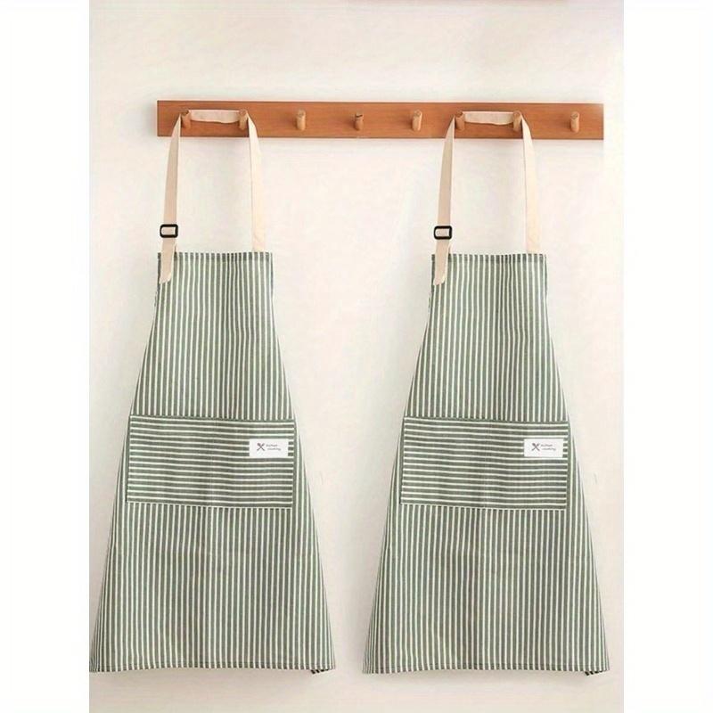 1pc Adjustable Colorful Striped Apron for Men and Women, Simple Style Cooking Apron with Pockets for Chef, Server, Kitchen Cooking Aprons, Bbq