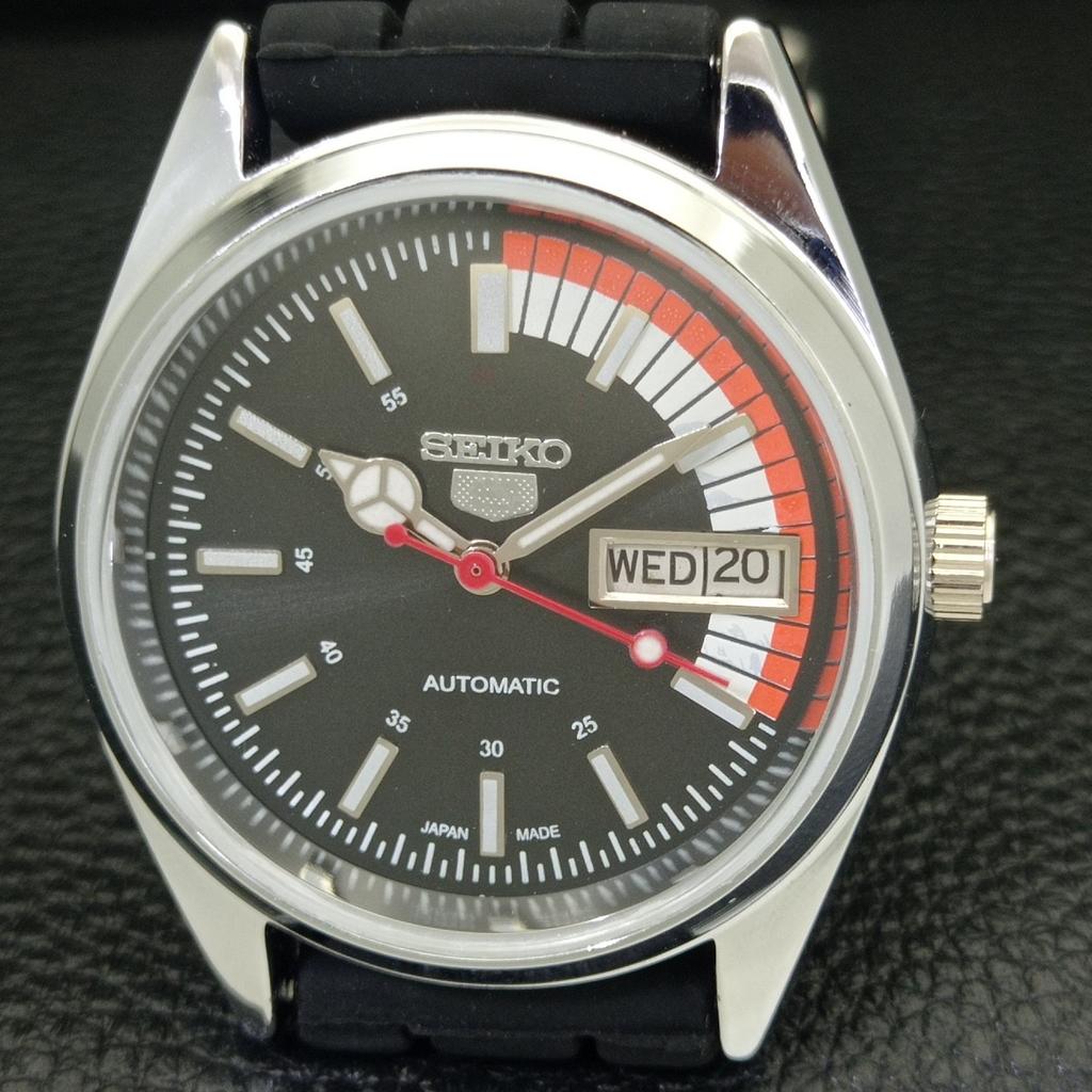 REFURBISHED VINTAGE SEIKO 5 AUTOMATIC 6309A JAPAN MENS BLACK WATCH a440856-4 Sk-a440856