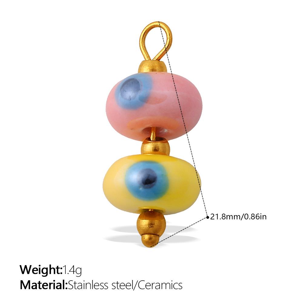 European and American sweet and cool style DIY dopamine ceramic pendant stainless steel plated 18K gold creative jewelry collection