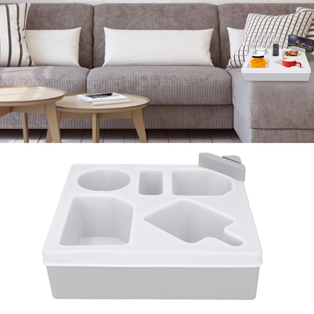 Sofa Cup Holder Tray with Phone Stand Silicone Plastic Couch   Drink Holder for Bed Car Remote Control Snacks and Other Items