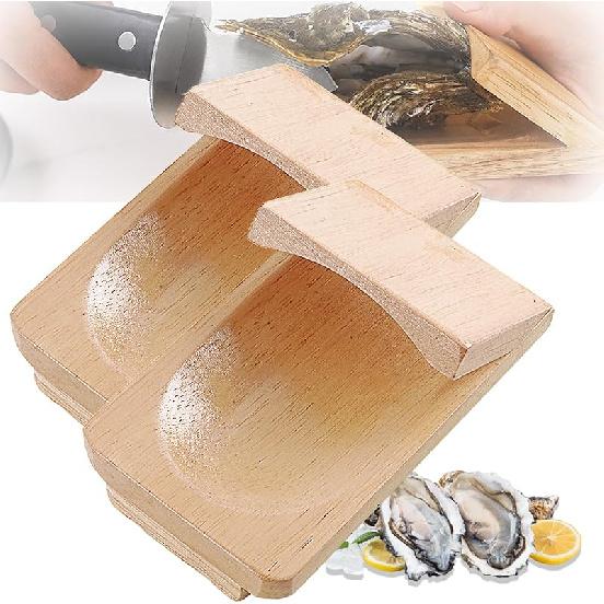 1/2/3PCS Oyster Shucking Clamp, 8×13cm Wood Shucking Clamp Oyster Shucking Protector, Wooden Holder Oyster Shucking Clamp, Oyster Opener Tool for