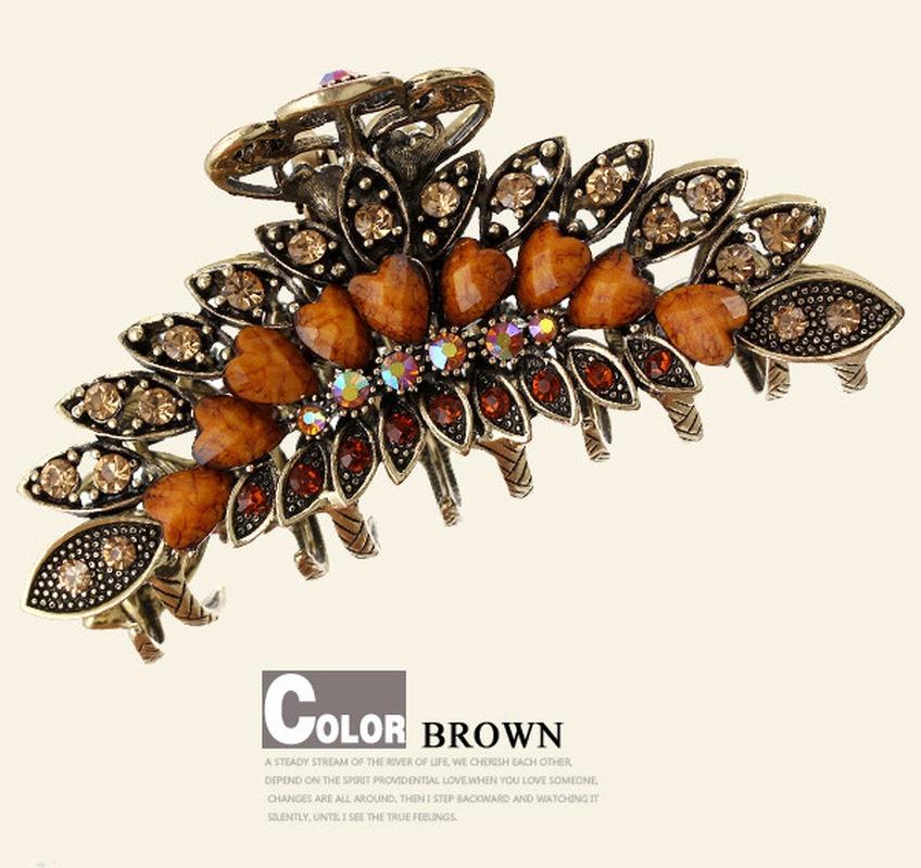 Big Metal Hair Claw Jewelry Vintage Flower Hair Claws Crab Women Banquet Rhinestone Hair Clip Accessories