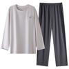 Pure cotton pajamas men's spring and autumn 1011 new men's simple four seasons can wear autumn and winter cotton loungewear suit