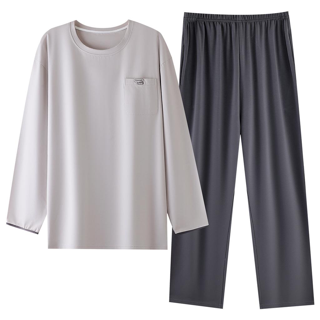 Pure cotton pajamas men's spring and autumn 1011 new men's simple four seasons can wear autumn and winter cotton loungewear suit