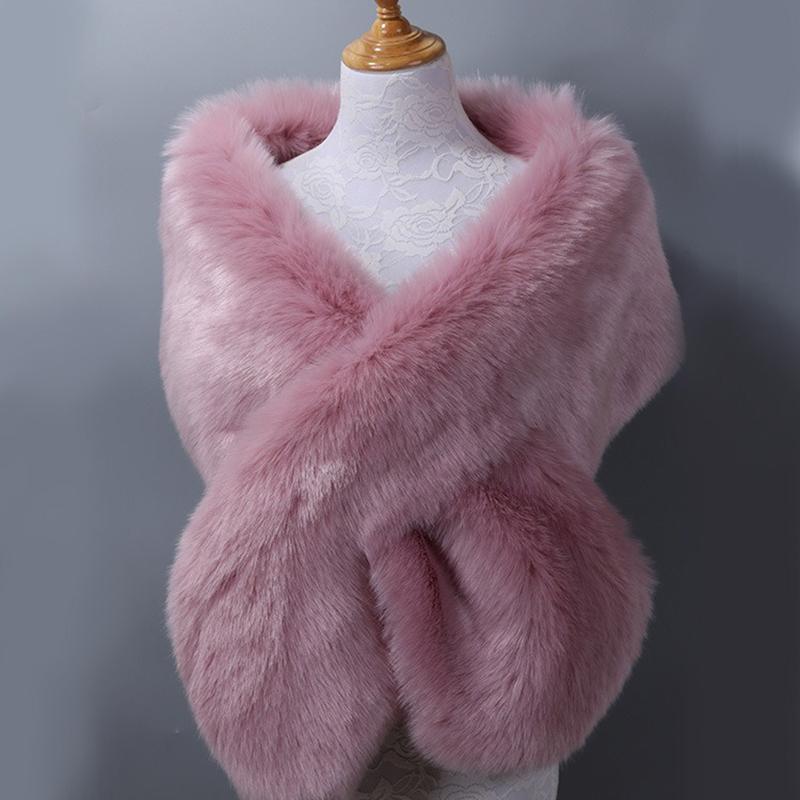 Women’s Luxurious Faux Fur Shawl Winter Bridal Thicken Soft Warm Comfortable Faux Fur Shawl Wrap for Wedding Evening Party