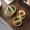 Creative Epoxy Resin Transparent Bamboo Round Tea Coaster Cup Holder Potholder Kung Fu Tea Set Tea Ceremony Accessories Supplies