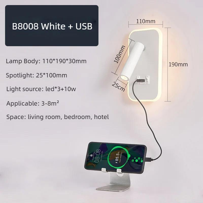 Minimalist LED Wall Mounted Reading Light Rotatable Bedside Wall Lamp Bedroom Decorative Wall Sconce Spotlight