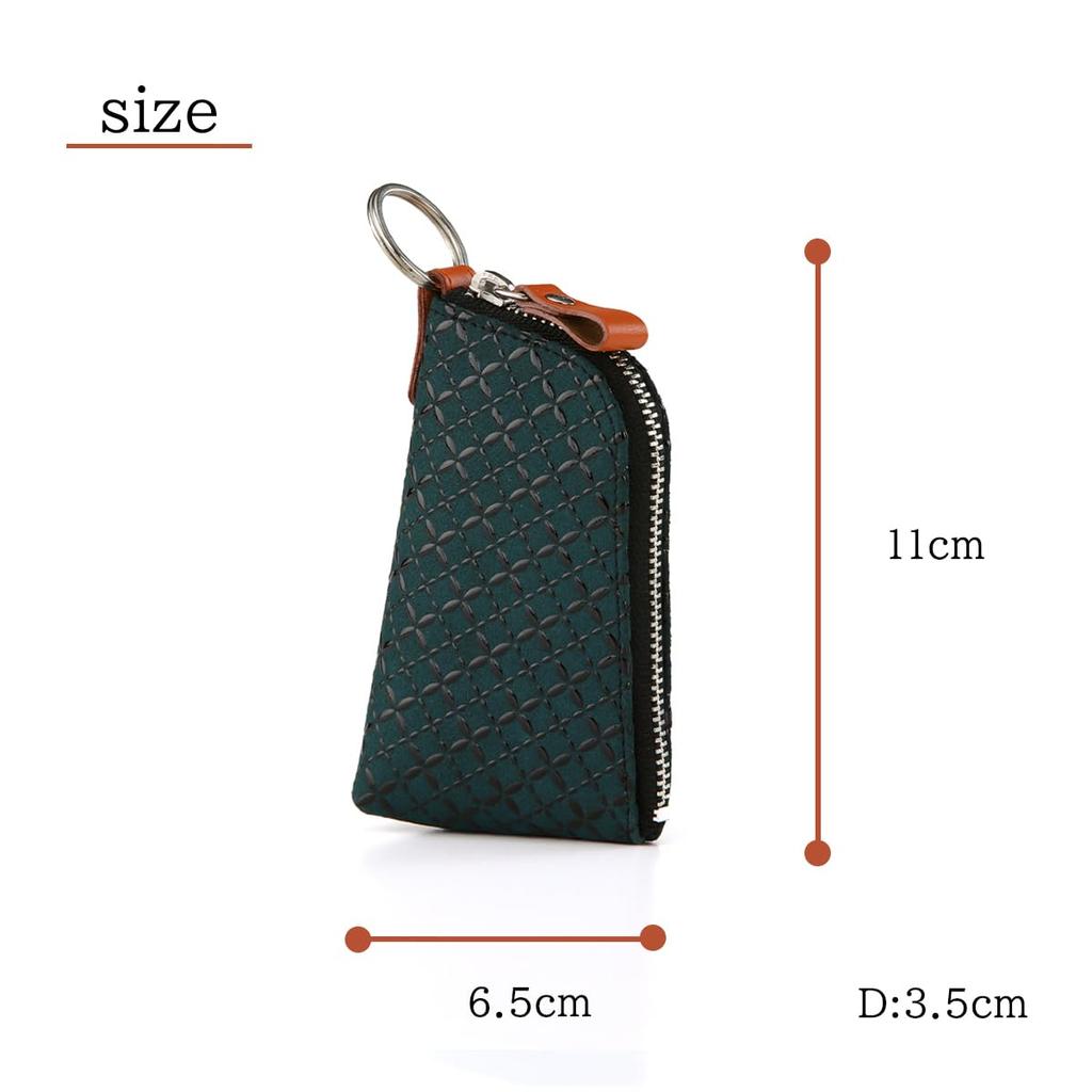 Inden HISOCA Hisoka Traditional Craft Koshu Inden Deerskin Lacquer Original Brand Key Case Green with Black Shippo Pattern [Inden-ya] Lacquer,